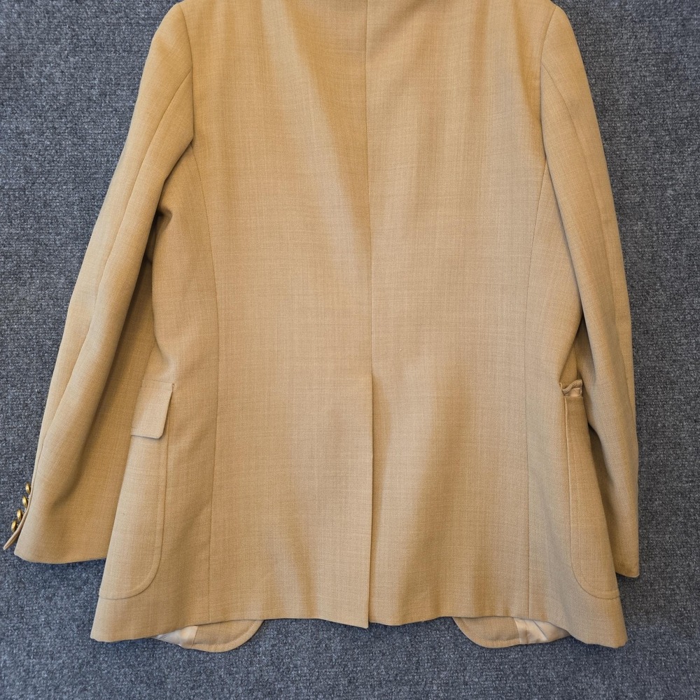 Chaps Ralph Lauren Blazer Sport Coat Mens 46 Beige‎ Gold Button USA Jacket FLAWS - Picture 15 of 16